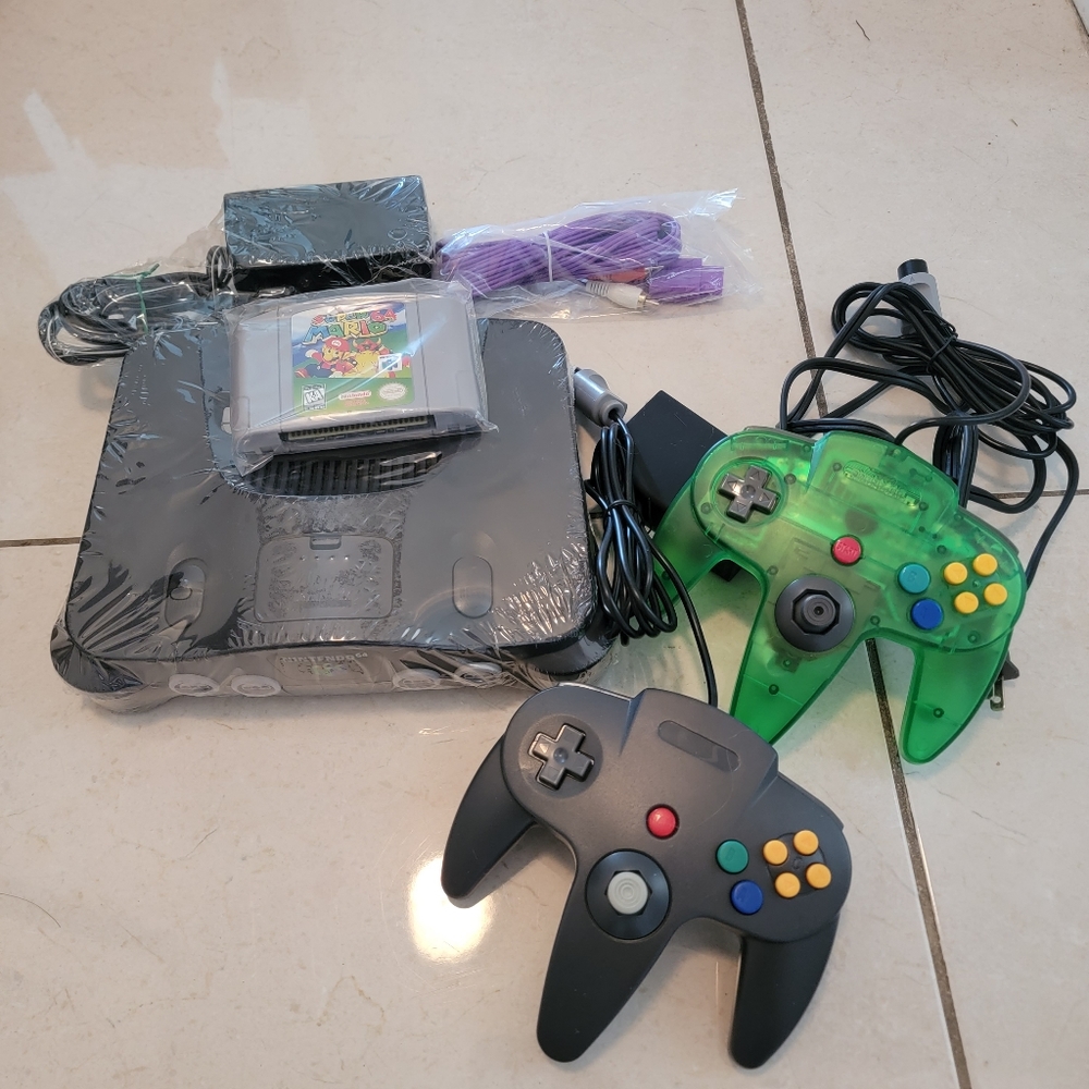 Nintendo 64 Console with Controller and Super Mario game